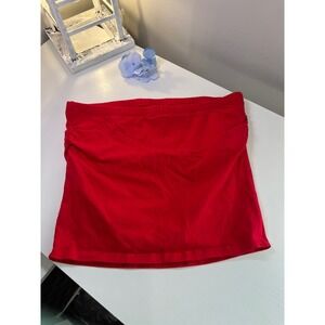 Y2K HATOPANTS Red Ruched Tube Top‎ Strapless Cotton Spandex XL Womens